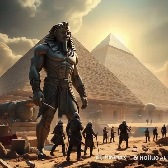the god like builders of the pyramids  by Hailuo AI Video Generator