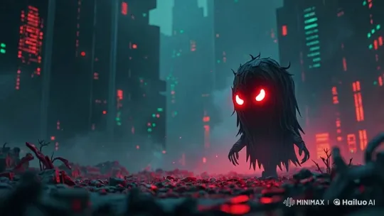 virus robot is angry and looking environment  by Hailuo AI Video Generator