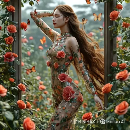 THE HAIR OF THE GIRL FLOWS IN THE WIND AND SHE TURNS HER HEAD TOWARD THE CAMERA by Hailuo AI Video Generator