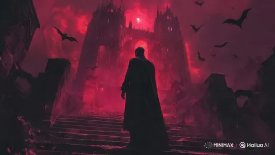 Bat flying, man Walking then look back by Hailuo AI Video Generator