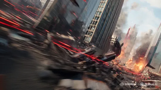 A hyper-speed POV rushes through a war-torn futuristic city, weaving past collapsing towers and debris as the pilot inside a colossal, advanced Kaiju suit charges forward. Blurred streaks of neon light and burning wreckage flash by, the HUD flickering with targeting data and warning signals. The interior rattles with each earth-shaking step, hydraulic limbs roaring with power. Glimpses of the suit’s jagged obsidian armor and glowing magma-orange core pulse in rhythm with each impact. As the POV tilts upward, a monstrous enemy looms ahead—and the Kaiju suit’s energy-charged fists surge forward like a thunderstrike through fire and chaos.[Shake,Tracking shot] by Hailuo AI Video Generator