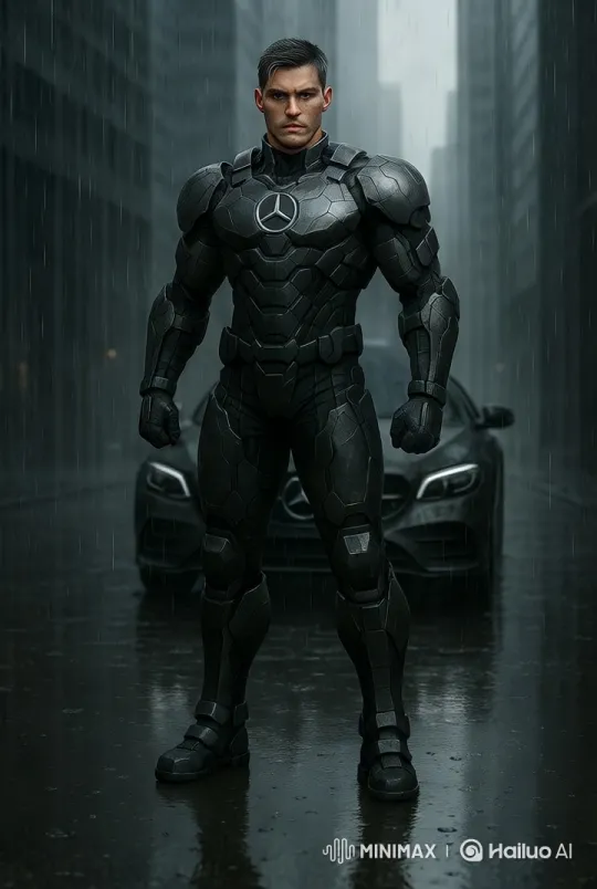 the man walks under the rain and the car flash light by Hailuo AI Video Generator