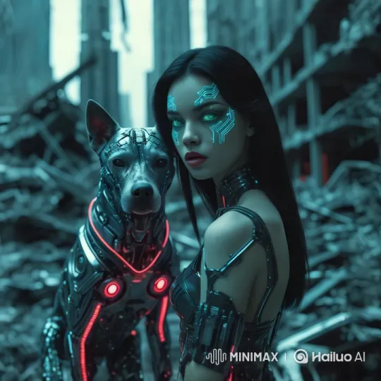 A highly detailed and realistic modern feline warrior in a chaotic battlefield moves gracefully amidst the chaos. The anthropomorphic cat, wearing advanced combat armor with sleek metallic plating, glowing neon accents, and a futuristic tactical helmet with a visor, is positioned in a crouched stance. The cat wields a plasma rifle, its movements smooth and deliberate as it scans the surroundings.

The battlefield is filled with explosions, smoke, and flying debris. Hovering war drones and futuristic war machines pass by in the background, adding intensity to the scene. The cat turns its head and weapon fluidly, aiming cautiously at potential threats from the right and left, staying alert and ready to engage.

The camera follows the cat with smooth motions, circling around it in a semi-dynamic perspective. Sparks from nearby explosions light up the armor's surface, reflecting the fiery glow of the battlefield. The cat's sharp, glowing eyes focus intently, tracking the environment with precision. The atmosphere is immersive, with realistic sound effects of distant gunfire and explosions enhancing the tension. by Hailuo AI Video Generator
