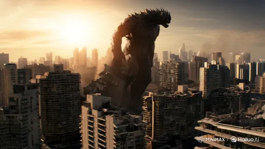 Huge monster destroying city by Hailuo AI Video Generator