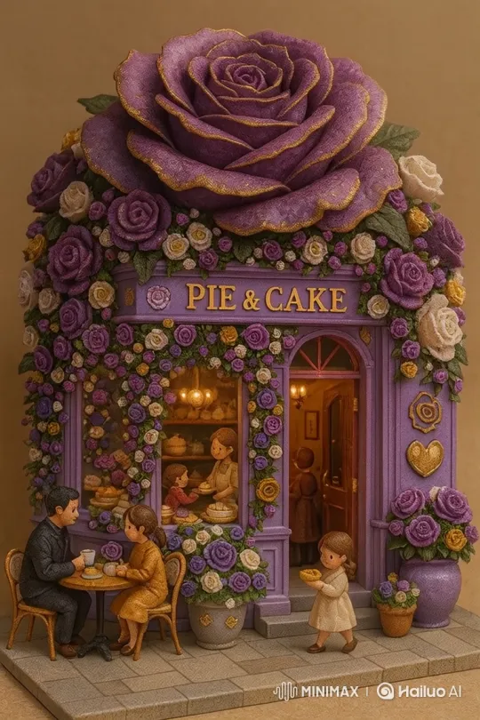 3D miniature cafe, orbiting camera moves slowly from left to right at a 30-degree angle, showing the cafe from the side and slightly above, tiny people moving gently, cozy atmosphere.[Truck left,Pan right,Tracking shot] by Hailuo AI Video Generator